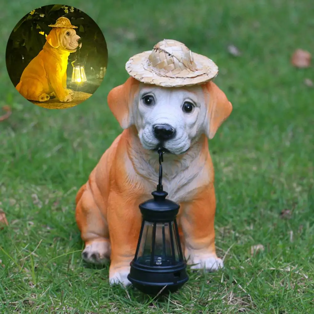 

Puppy Garden Ornament Weather-resistant Puppy Sculpture Light with Solar Led Lantern for Outdoor Decor Yard Patio Lawn Solar