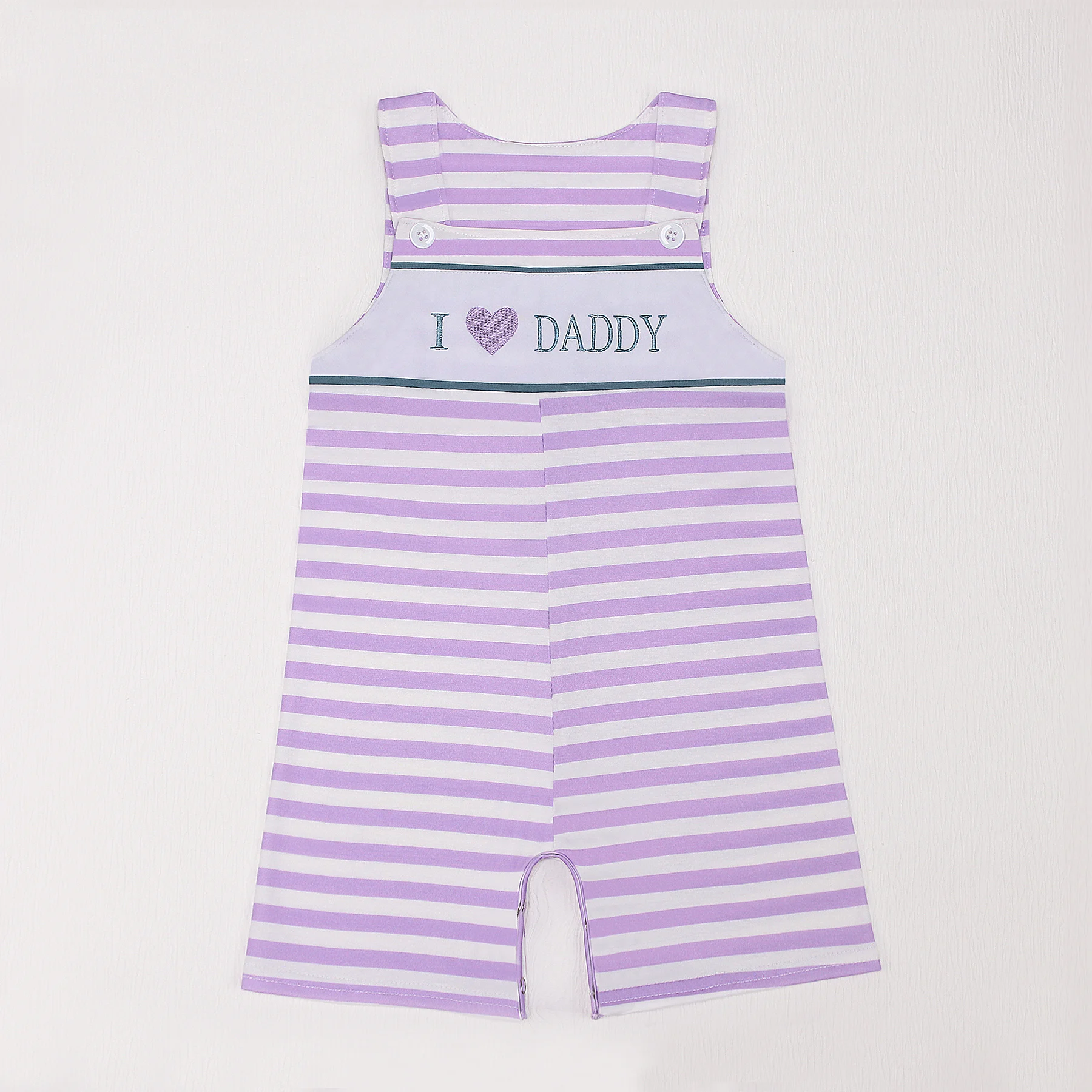 

Infant Jumpsuit Baby Boys Clothes I LOVE DADDY Embroidery Bubble Purple Romper 0-3T Sleeve Short Stripes Bodysuit Babi Outfit