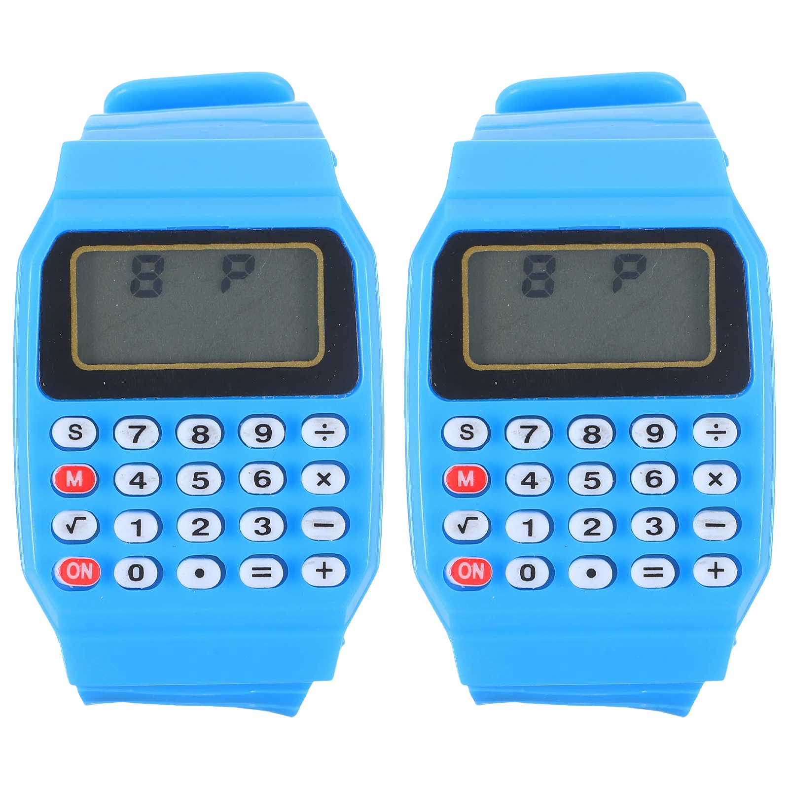 

2pcs Digital Watch Calculator Blue Kids Toddler Durable Portable Math Problems Calculation Watch Waterproof Birthday Party
