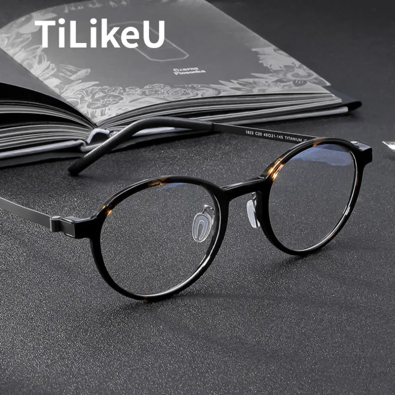 Denmark Designer Turtle Retro Acetate Titanium Eyeglasses Frame Classic Men and Women Screwless Eyewear Myopia Glasses Spectacle