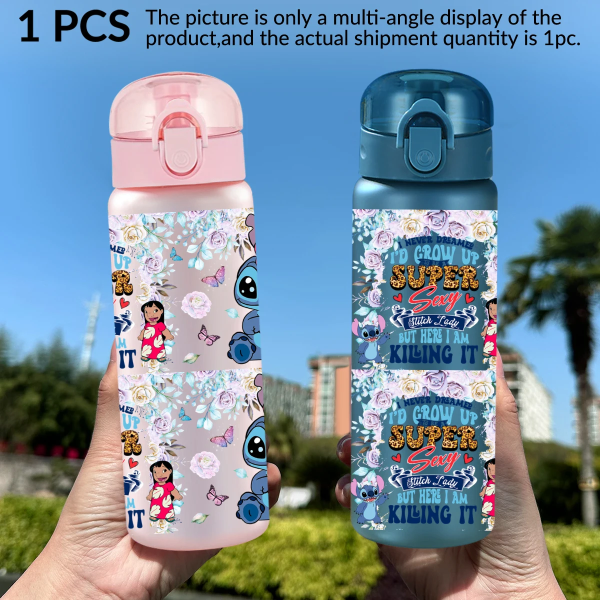 

1Pc Disney Stitch printed 26oz plastic water bottle outdoor sports cup as a birthday/back-to-school gift