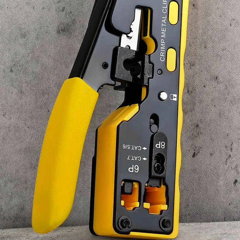 yesWire Stripping Crimp Tool – Easy Crimp RJ45 Connectors for Cat6/Cat5, Includes Replacement Blade for Error-Free Ethernet Repa