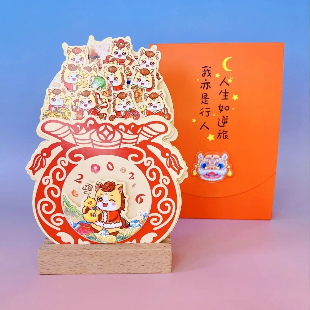 

Wooden Stand Flowers Desk Calendar Card Insert Traditional Vase-Like Calendar Paper Craft Standing Desk Calendar Office