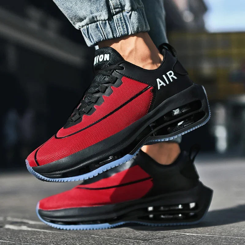 Zapatillas transpirables para correr para hombre, zapatillas deportivas con cojín de aire de alta elasticidad para gimnasio, calzado para deportes