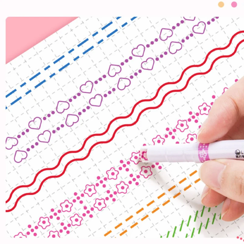 6 ピース/セットかわいい花ライン形蛍光ペンローラーチップカーブライナーマーカー書き込みジャーナリング描画文具