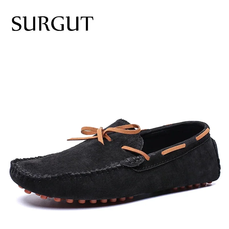 

SURGUT Genuine Leather Men Casual Shoes Luxury Brand 2025 Men Loafers Moccasins Breathable Slip on Driving Shoes Plus Size 38-47