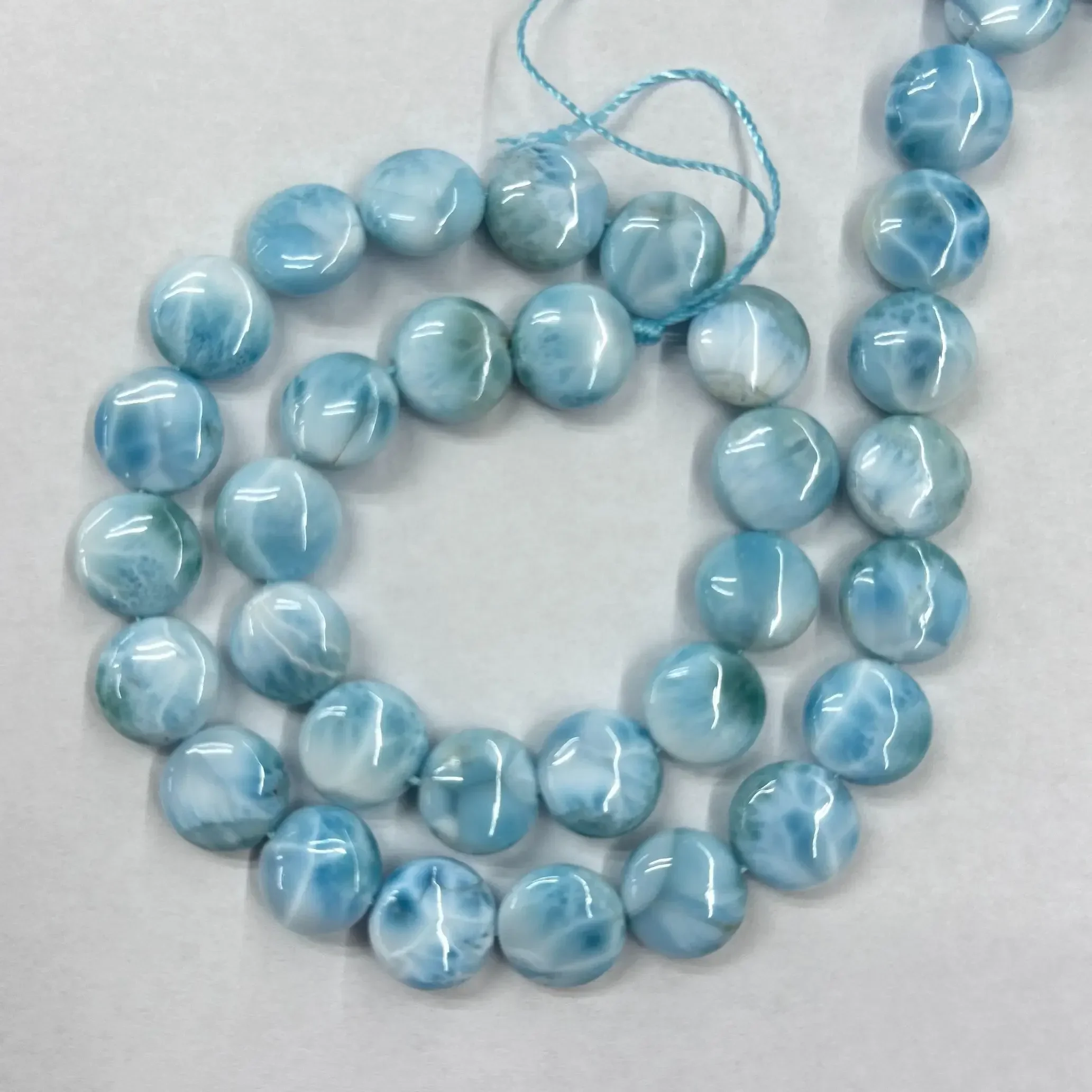 

AAAA Natural 12mm Coin Dominica Larimar/Copper Pectolite Natural Stone DIY Loose Beads For Jewelry Making Strand 15" Wholesale