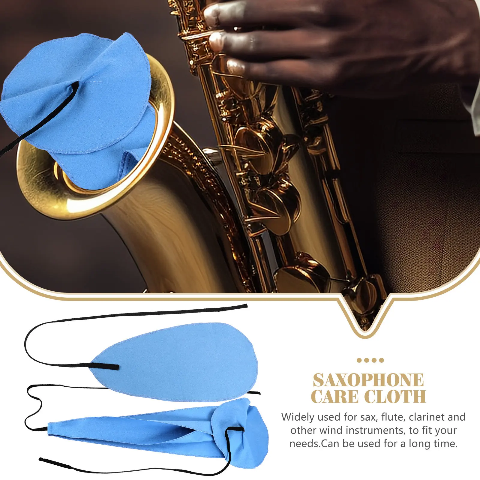 Saxophone Cleaning Cloth 2pcs – Lightweight Music Instrument Care Cloth for Flute & Fingerprint/Dirt Removal