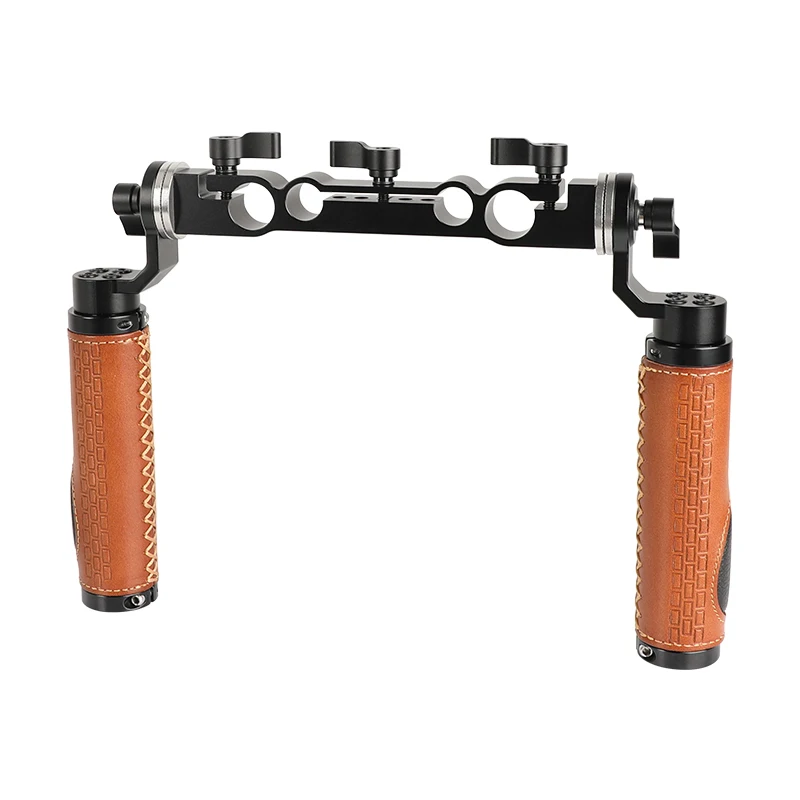 CAMVATE Leather ARRI Rosette Handle Kit With 15mm & 19mm Dual-port Rod Clamp For DSLR Camera Shoulder Mount Rig