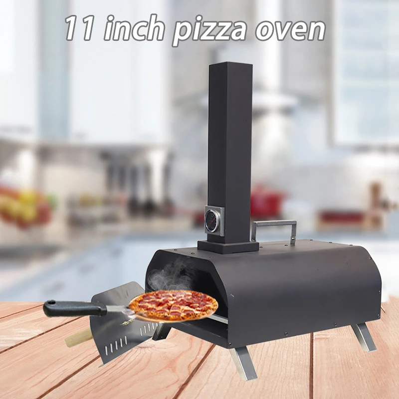 Outdoor Baked Pizza Oven Wood&Gas  Built-In Thermometer Wood Pellet Burner For Backyard Portable Camping Outdoors