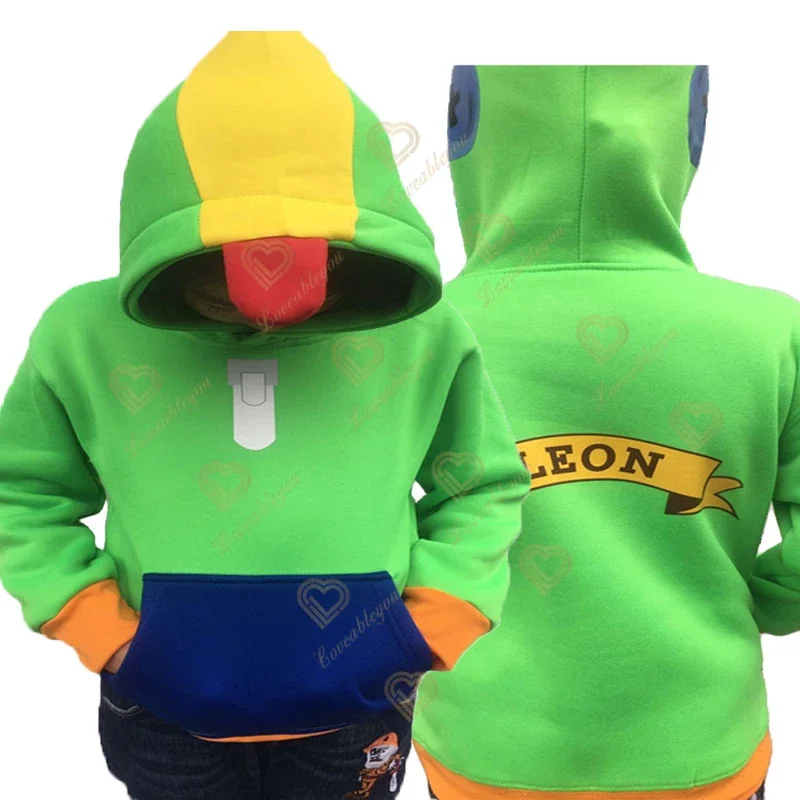 3T-16T Girls Hoodie 2024 New Fashion Streetwear Hoodies Sweatshirt Design Green Red Leon Lovely Boy Girl Hoodie Printing Tops