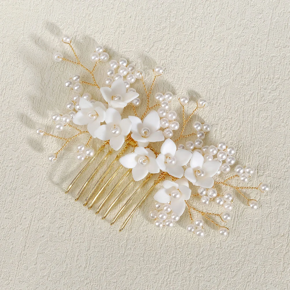 

Bridal Comb Hair Accessories for Women Wedding Bride Side Pearl Flower Miss Brides