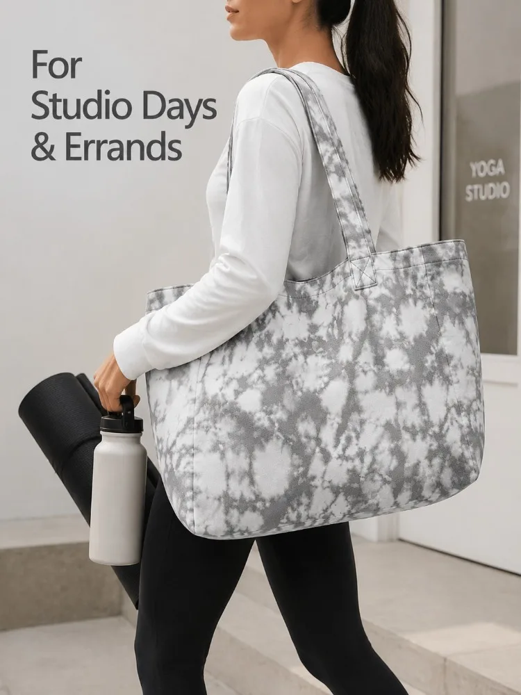 Aesthetic Oversized Tie Dye Canvas Tote Bag Heavy Duty Slouchy Cotton Shoulder Beach Travel Weekend Getaway Essentials For Women