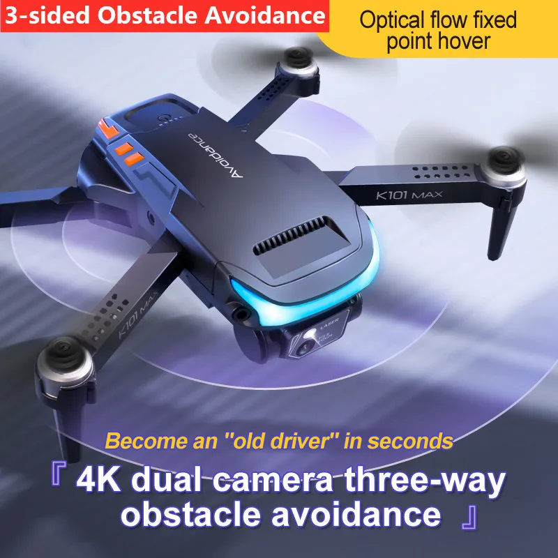 

New Folding Drone Optical Flow Positioning 4K HD Dual Camera Aerial Photography Three-Way Obstacle Avoidance Quadcopter Toy Gift