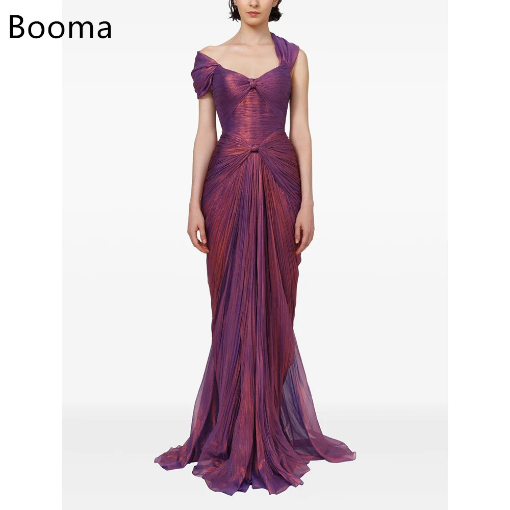 

Booma Elegant Mermaid Shiny Pleat Off The Shoulder Dresses Formal Party Gowns for Women Long Simple Prom Gown Customize