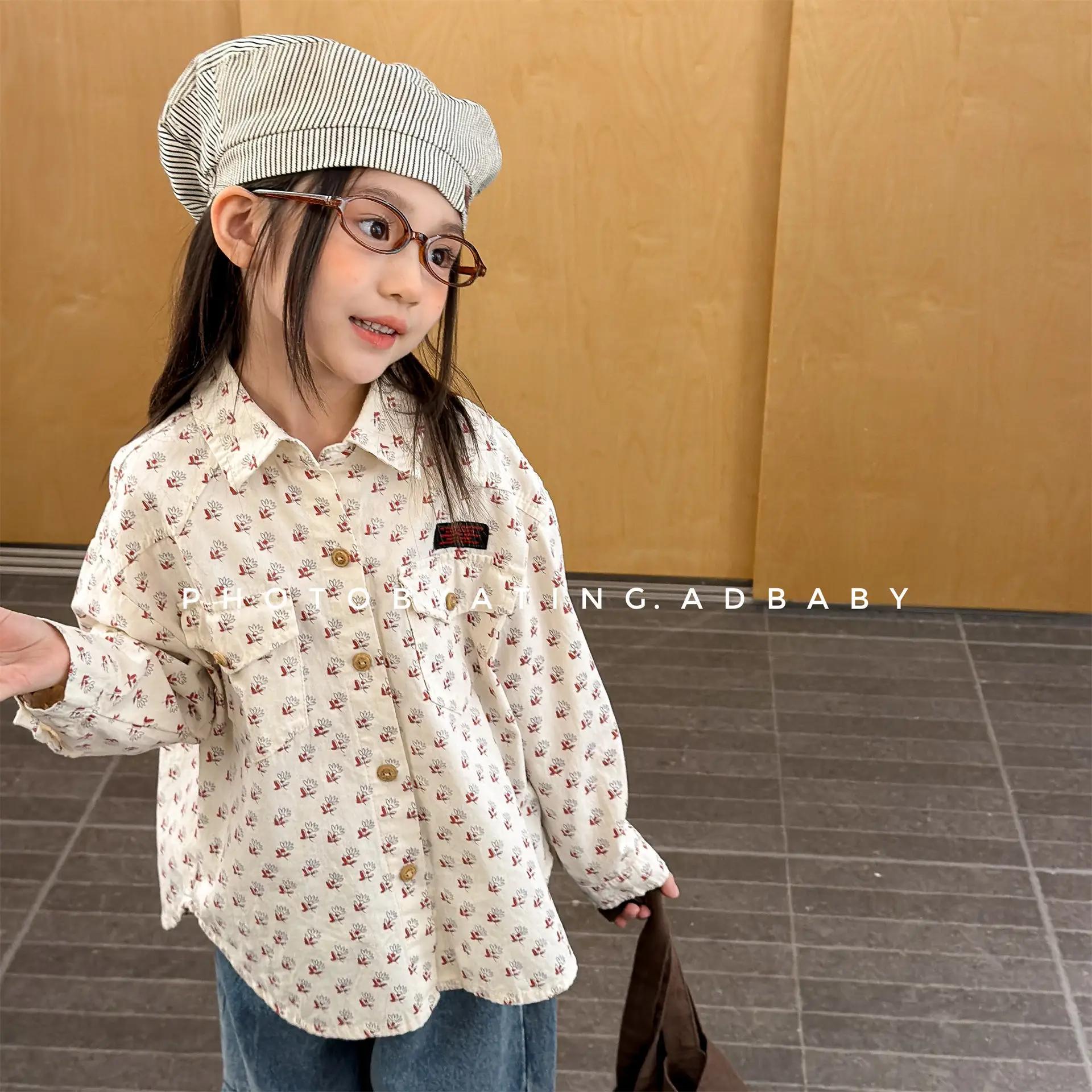 

2026 Spring Children's Shirts Fashion Printed Baby Boys Shirts Polka Dots Long Sleeve Girls Casual Blouses Turn-down Collar Tops