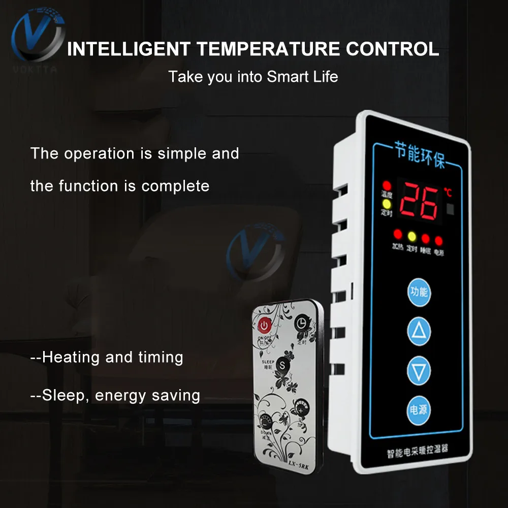 AC110V-220V 2500W Intelligent Electric Heat Thermostat Temperature Controller with Infrared Remote Control for Electric Radiator