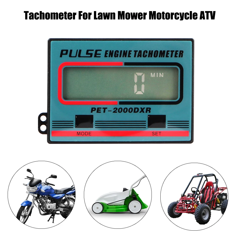 Tachometer Gauge 100-30000RPM Pulse Engine Tach Hour Meter Digital for Motorcycle ATV Lawn Mower 2/4 Stroke Engine Spark Plugs