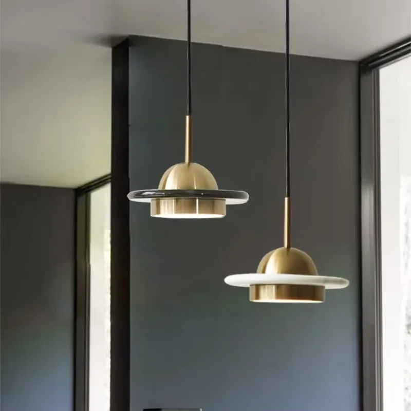 Nordic simple all-copper marble chandelier bed and breakfast bedroom bedside lamp