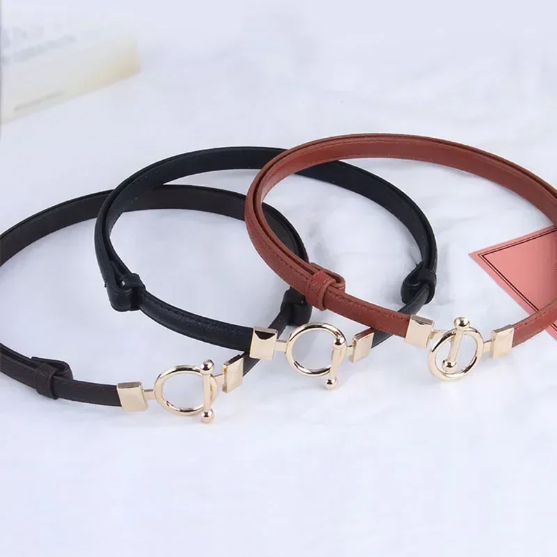 Fashion Luxury Golden Buckle PU Leather Belt Female Jeans Dress Decoration Waistband Casual Metal Black Waist Belt Accessories