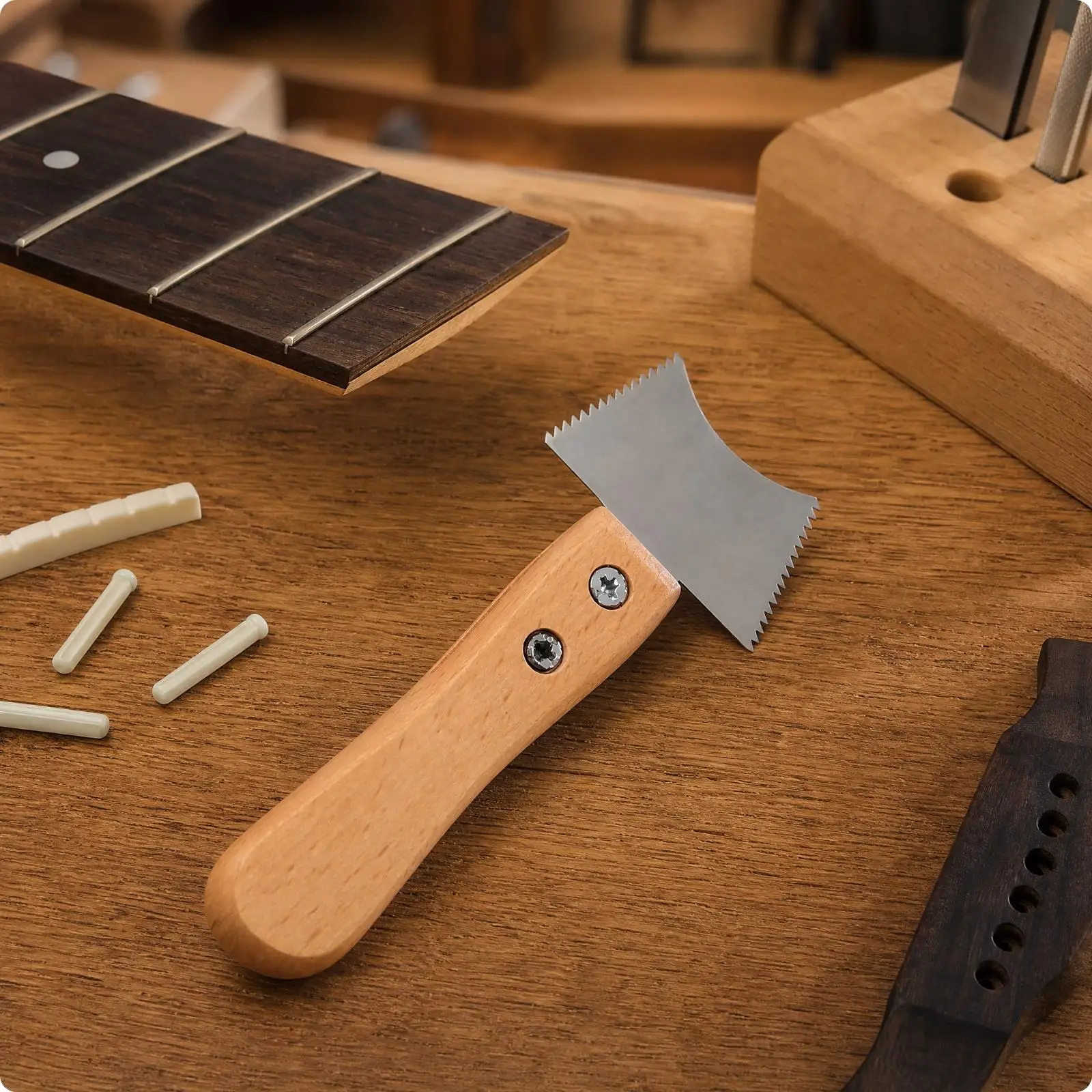 Solid Wood Handle Fret Cleaning Saw Guitar Luthier Tools Narrow Groove Cutter Stainless Steel Serrated Edge for Guitar Fret Work
