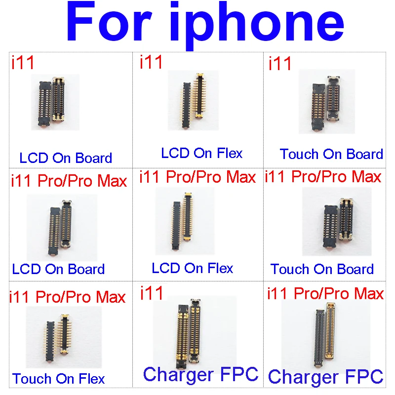 Charger Charging FPC Connector For iPhone 11 11 Pro Max Lcd Digitizer 3D Touch Screen Connector Clip On Motherboard Flex Cable