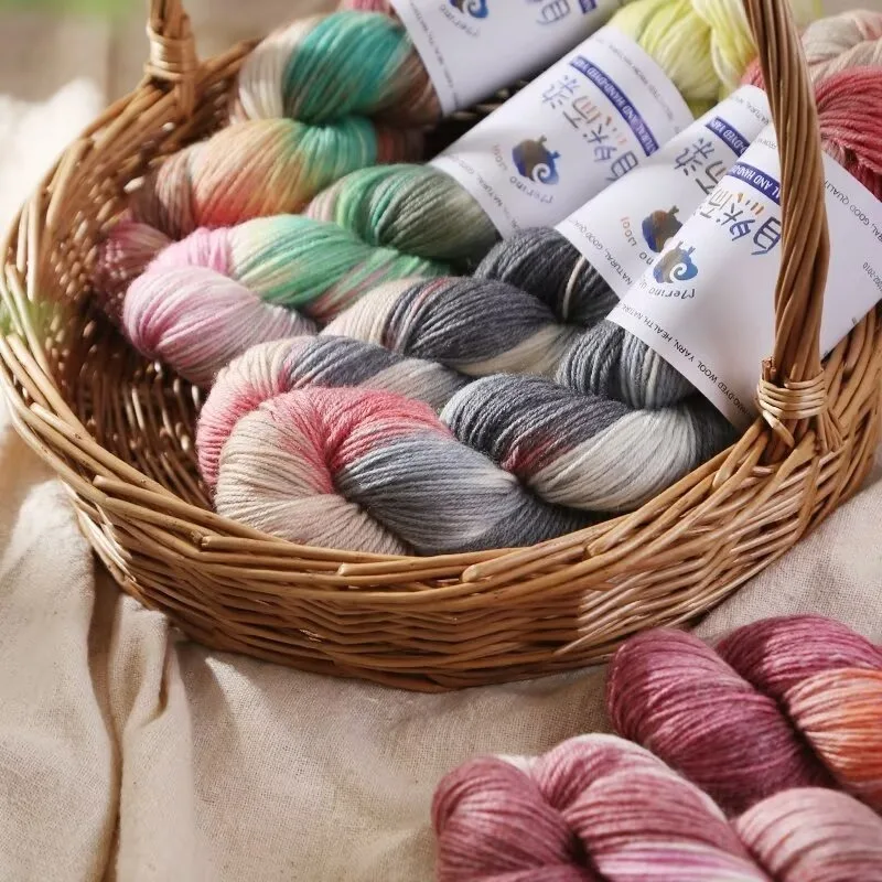 100g 270Meters Handmade Dyed Wool Yarn for DIY Knitting&Crocheting Sweater Scarf Gradient Color Cotton Wool Yarn