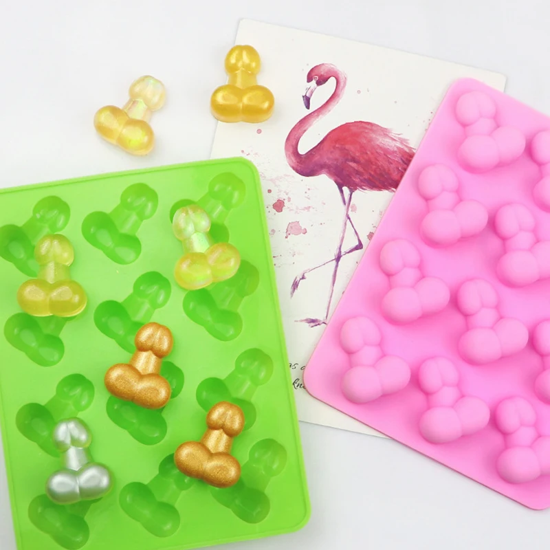 12 Holes 3D Sexy Penis Silicone Cake Mold Dick Ice Cube Mold Tray DIY Chocolate Penis Mould Birthday Party Cake Decoration