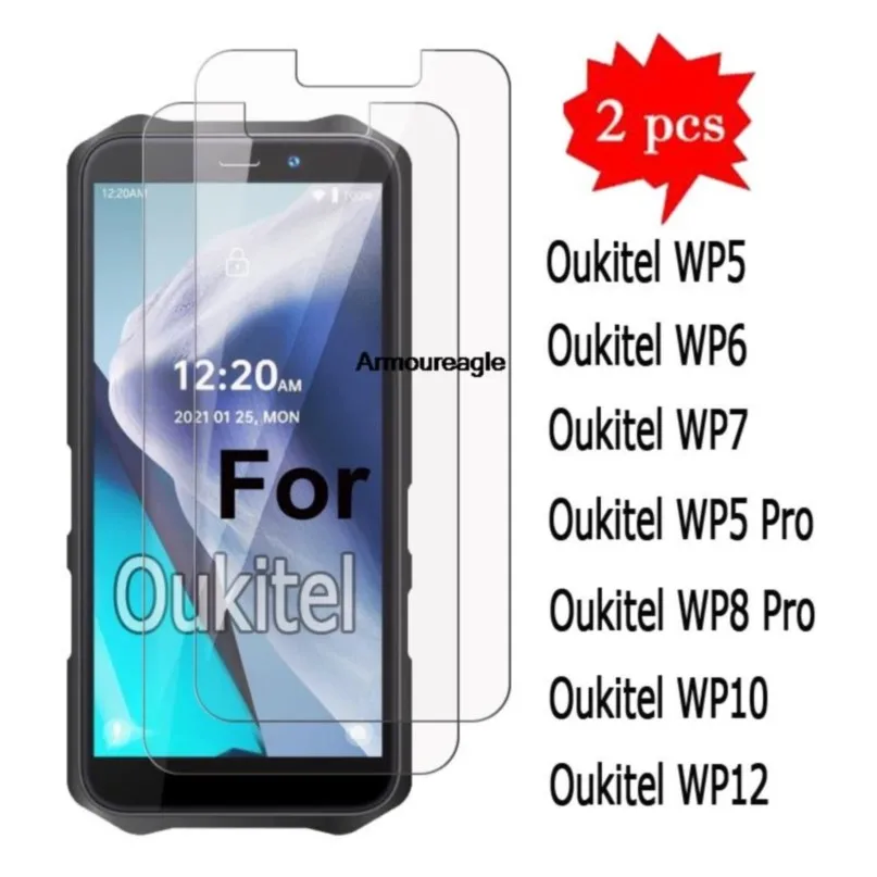 2-1pcs for oukitel wp12 wp10 wp7 wp6 wp8 wp5 pro tempered glass guard on oukitel wp 12 10 5 6 front screen protector film cover