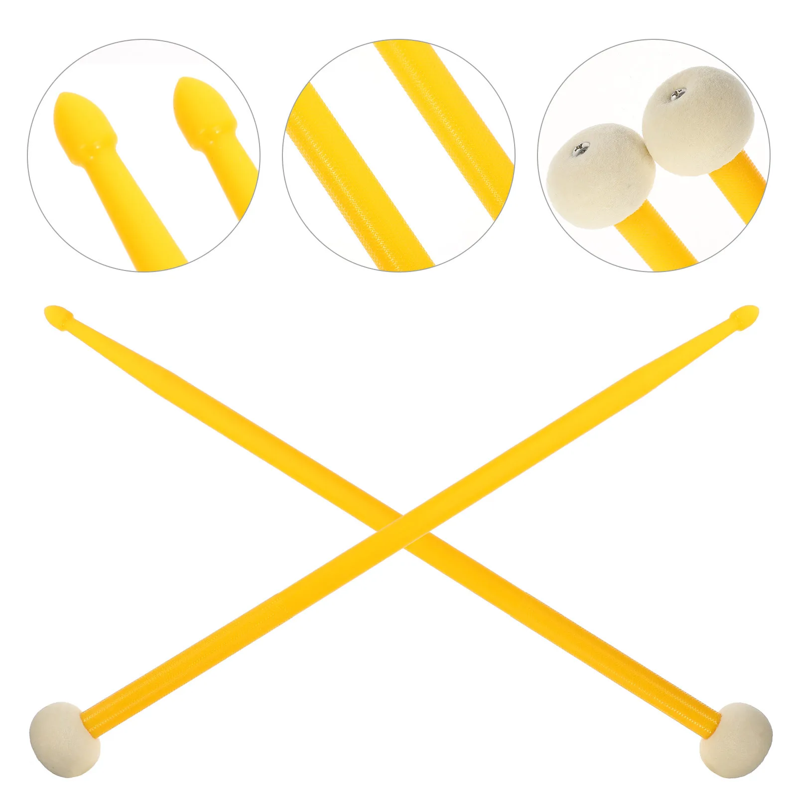 

1Pair Practical Performance Drumsticks High Class Material Long-Term Use Universal Jazz Felt Nylon Music Accessories