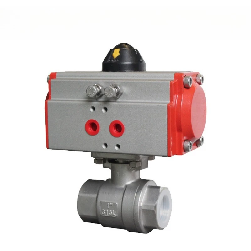 2-Piece stainless steel double-acting pneumatic valve pneumatic threaded ball valve bleed soft seal high temperature pressure