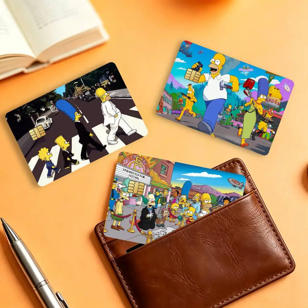 The S-simpsons Cartoon Matte Card Stickers For Credit Cards Debit Cards And Transit Cards 4Pcs