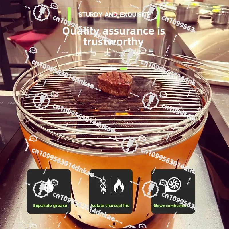 Portable Indoor Fan Smokeless Anti-scalding Grill,Charcoal Grill Household Lotus Grill BBQ