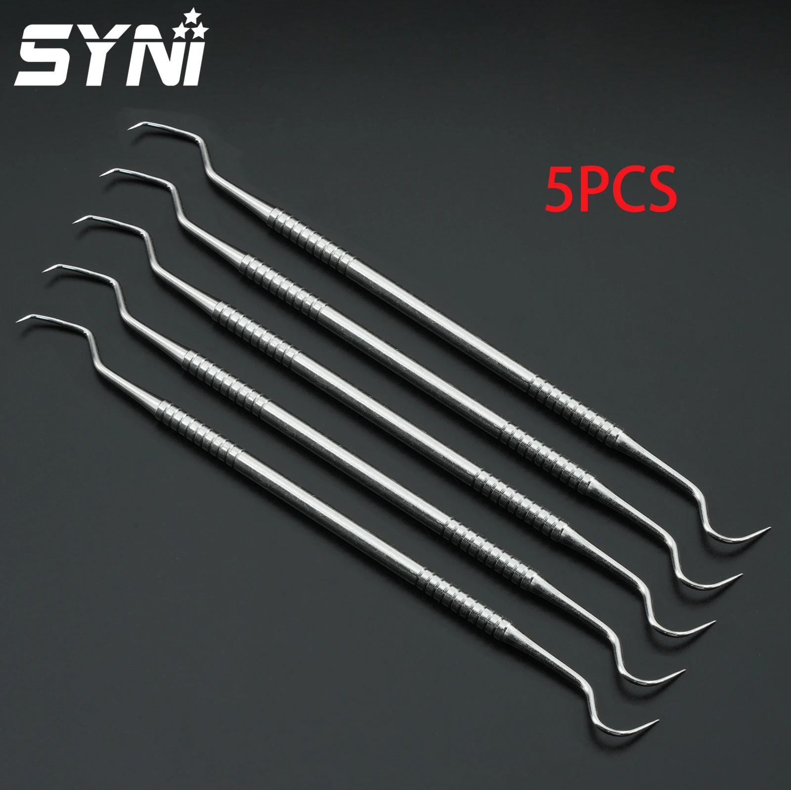 

5pcs SYNI Stainless Steel Double Ends Dental Tools Teeth Clean Hygiene Explorer Probe Hook Pick Dental Tartar Scraper Remover