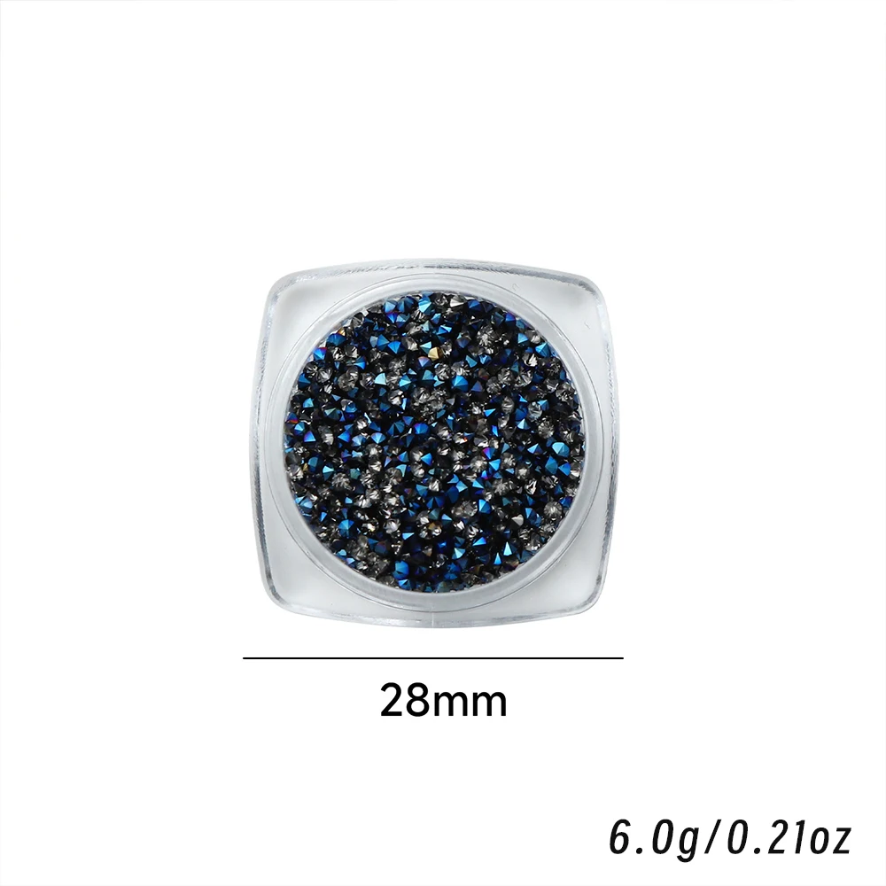 1 barattolo mini micro-diamante decorazioni per unghie artistiche fondo a punta oro minerale antico blu colorato diamanti schiacciati forniture per unghie fai da te