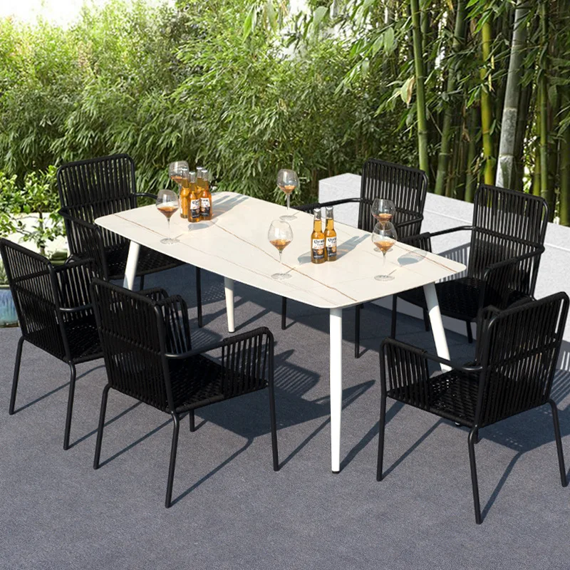 New outdoor courtyard leisure rattan chairs leisure tea tables and chairs garden villa courtyard rattan woven tables and chairs