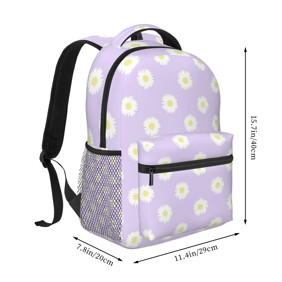 Daisy Purple Pastel Aesthetic Cute Daisies Flower Cottagecore Backpacks Boys Girls Bookbag School Bags Rucksack Shoulder Bag