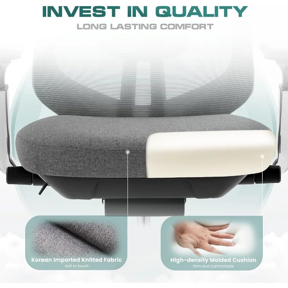 كرسي مكتب شبكي مريح، كرسي مكتب عالي الظهر، كرسي مكتب تنفيذي للكمبيوتر مع دعم قطني، مسند رأس قابل للتعديل و