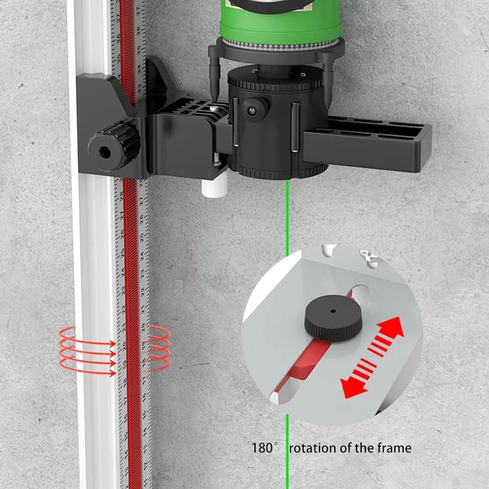 Aluminum Alloy Lasers Level Wall Mount Bracket Adjustable Height 180 Degree Rotation Lasers Level Holder Graduated Scale