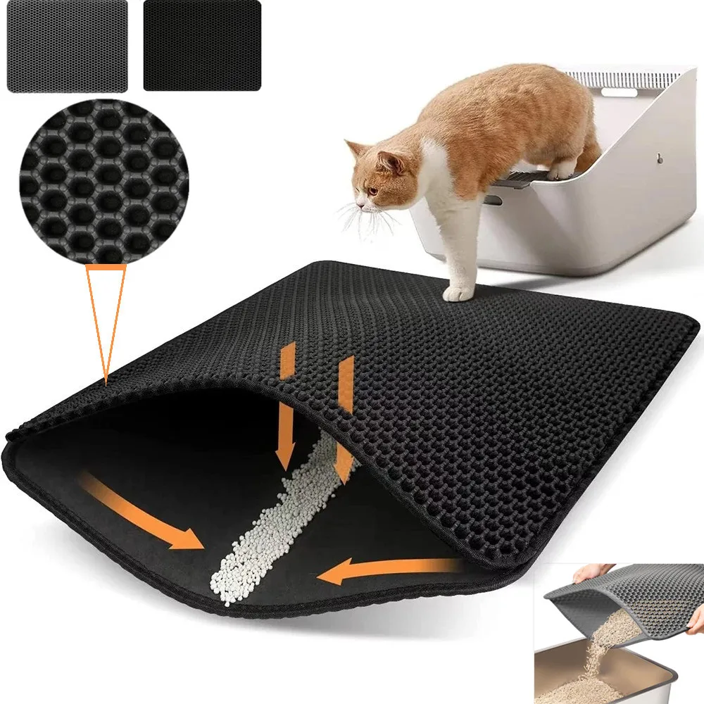 Cat Litter Mat 1 Pack Double Layer Waterproof Urine Proof Trapping Mats Non-Slip Easy to Clean Large Toilet Foot Pad