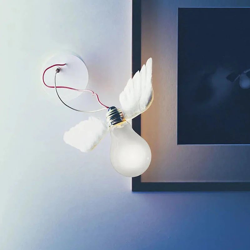 

Creative Art Angel Wings Bird Feather Wall Bedroom Living Room Table Lamp