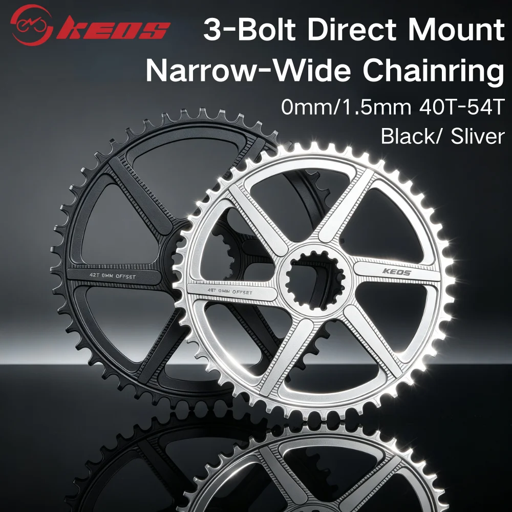 KEOS 3‑Bolt Direct Mount Narrow Wide Single Chainring 40T42T44T46T48T50T52T54T Forgxp PR3 ROAD/Gravel Bike 8/9/10/11/12S Silver