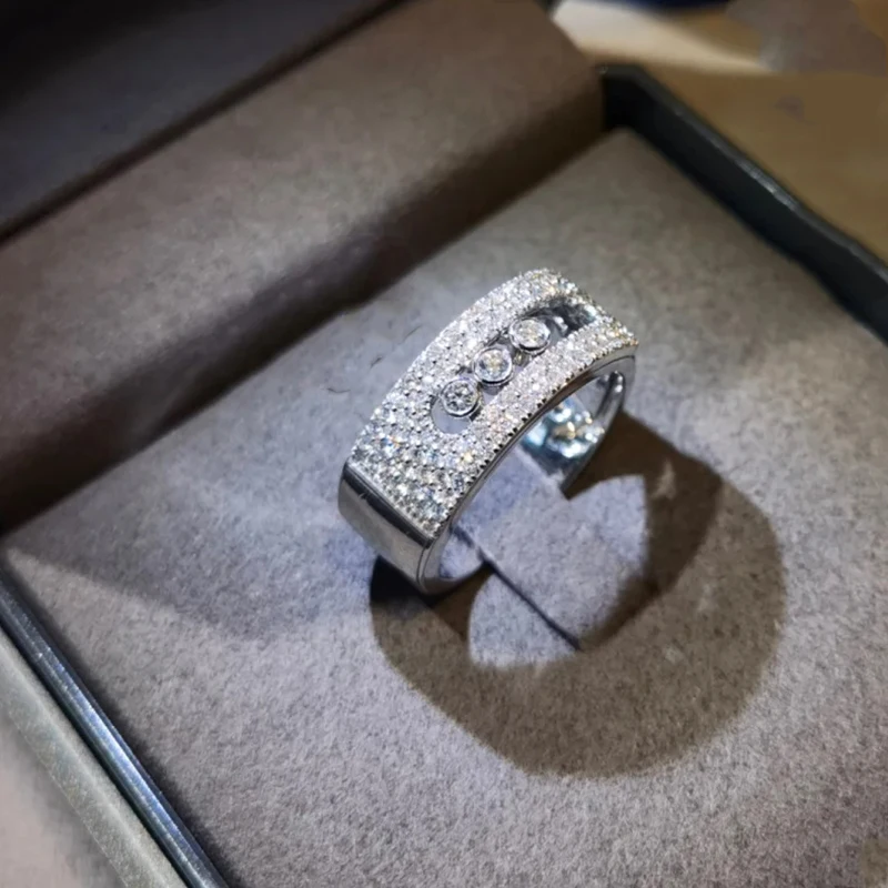 

Hot Selling S925 Silver Classic MOVE Sliding Ring Exquisite Women's Fashion Luxury Jewelry Wedding Party Valentine's Day Gift