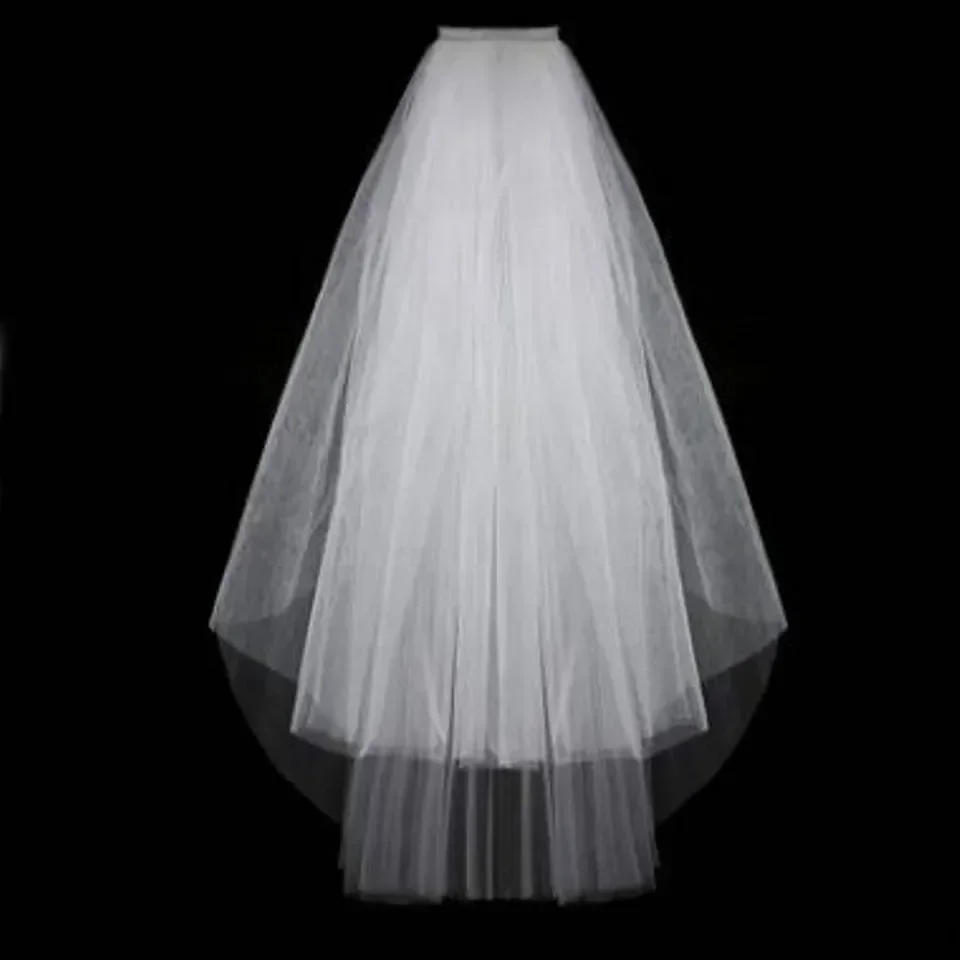 Elegant Women White Veil Short Bride Wedding Veils Two Layer Comb Ivory Veil for Party Tulle Accessories