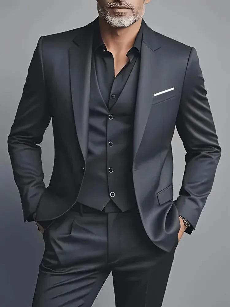 Eleganckie komplety garniturów męskich - Slim Fit Tuxedo Set na wesela i uroczystości formalne, czarny garnitur — zdjęcie 2