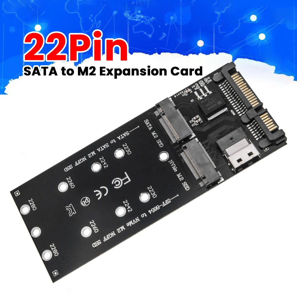 

Адаптер M.2 на SATA, конвертер SFF-8654 на M2 NVME SSD, 22-контактный адаптер SATA на M2, карта расширения 2 в 1 для материнской платы
