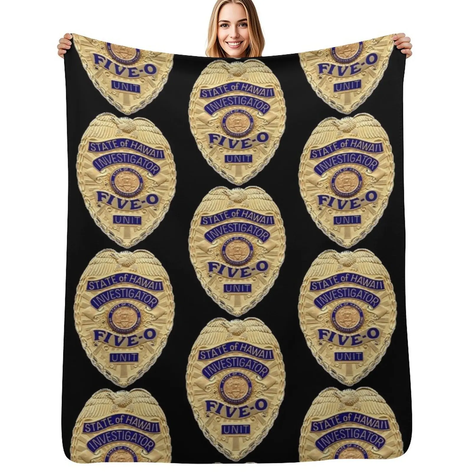 

Hawaii five 0 badge Throw Blanket Blankets For Bed Travel Hairy Thermal Blankets