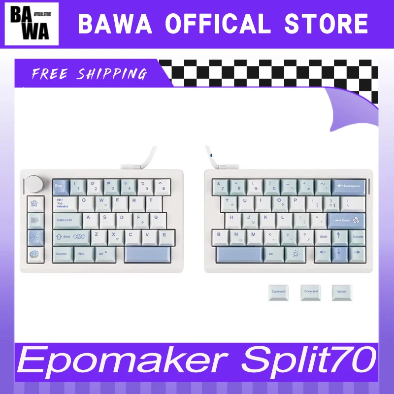 

Новая разделенная механическая клавиатура Epomaker Split70, ручка управления горячей заменой, беспроводная раскладка 65%, Rgb Qmk через переключатель, индивидуальная клавиатура