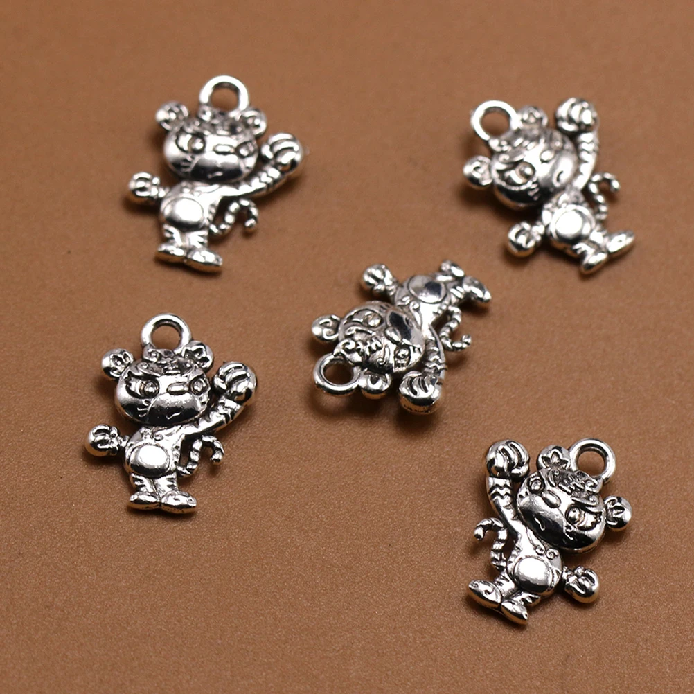 

50pcs Alloy Tiger Pendants Diy Chinese Zodiac Charms Jewelry Making Accessories Necklace Bracelet Keychain Dangle Pendant Charm
