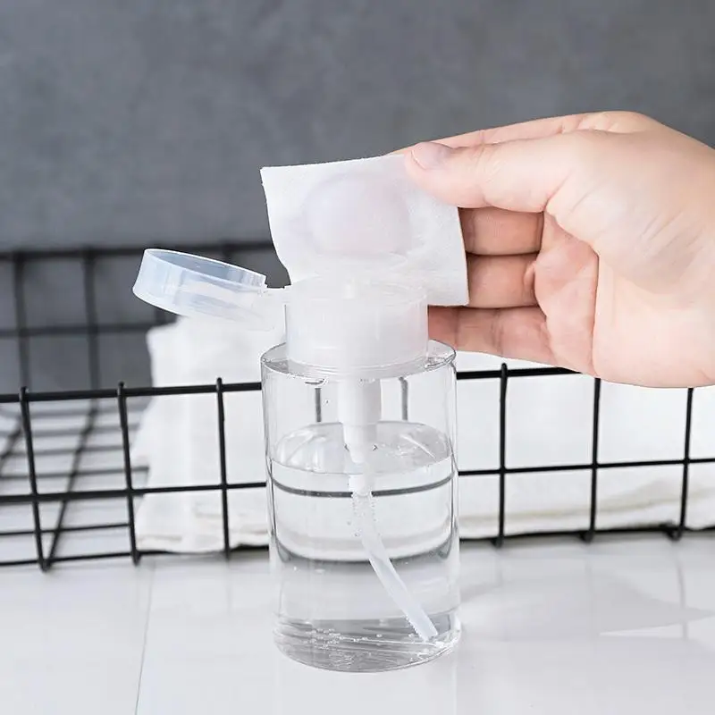 Contenitore per struccante Bottiglia per pressa da 150 ml Dispenser per pompa vuota con serratura ricaricabile Detergente per manicure per unghie